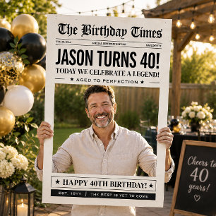 Custom Birthday Newspaper Photo Prop Frame Foam Board