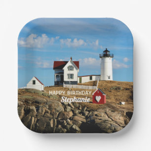 Custom Birthday Nubble Lighthouse Paper Plates