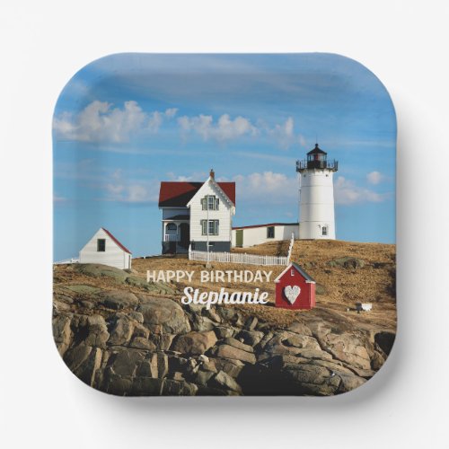 Custom Birthday Nubble Lighthouse Paper Plates