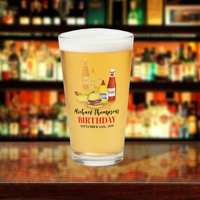 Custom Birthday Party BBQ Fun  Glass (Birthday barbeque custom glass)
