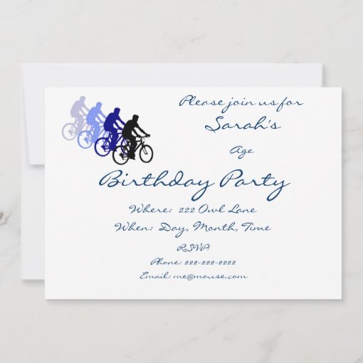 Custom Birthday Party, Bike, Cycle, Biking Invitation | Zazzle