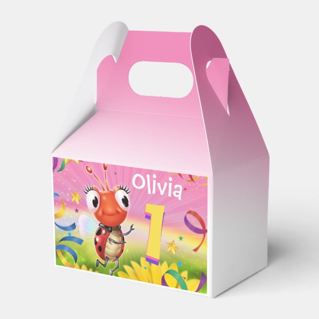 Custom Birthday Party box girl 1 yr Lil’ Ladybug (Front Side)