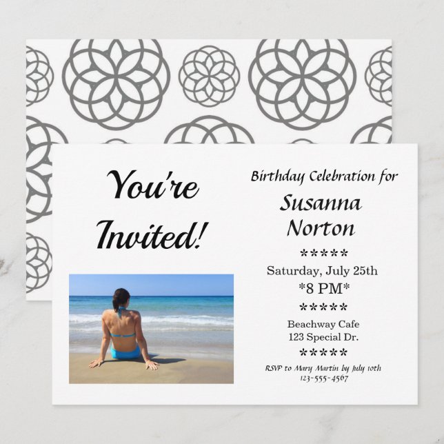 Custom Birthday Party Celebration Photo Invitation (Front/Back)