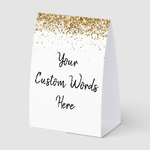 Custom Birthday Party Customized White Black Gold Paper Table Tent
