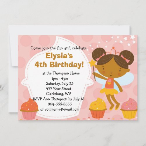 Custom Birthday Party - Faery Princess Cupcake Custom Invites