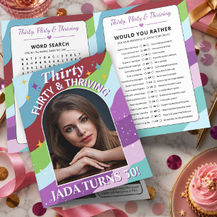 Custom Birthday Party Games, 30 Flirty & Thriving Card