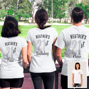 Custom Birthday Party Gray Matching Group Or Crew T-Shirt