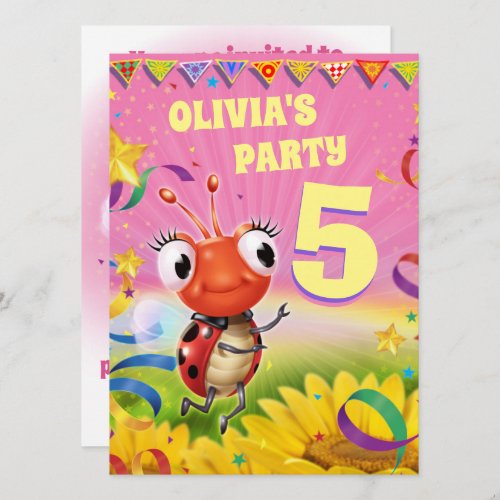 Custom Birthday Party invite girl 5yrs old