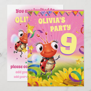 Custom Birthday Party invite girl 9yrs old