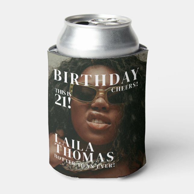 Custom Birthday Party Magazine Cover Cheers Can Cooler (Can Front)