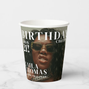 Custom Birthday Party Magazine Cover Cheers Paper Cups