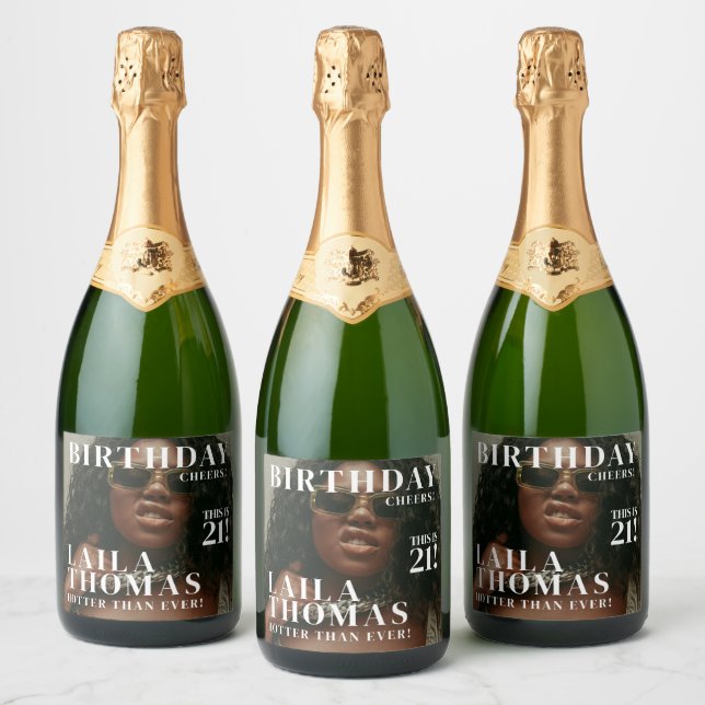 Custom Birthday Party Magazine Cover Cheers Sparkling Wine Label (Bottles)
