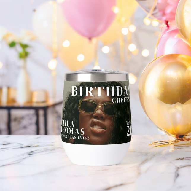 Custom Birthday Party Magazine Cover Cheers Thermal Wine Tumbler (Bachelor Party (Rotated))