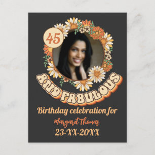 Custom Birthday Party Matching Group floral groovy Invitation Postcard