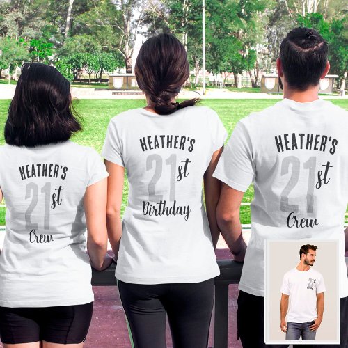 Custom Birthday Party Matching Group Or Squad Gray T_Shirt