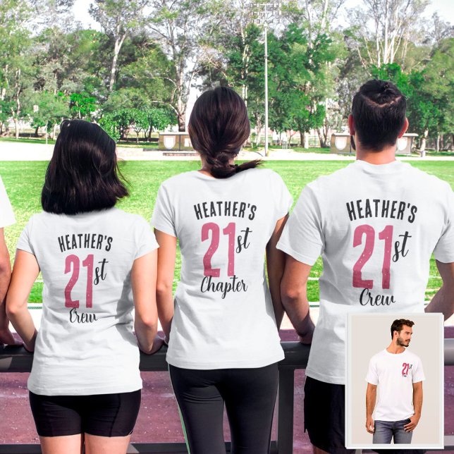 Custom Birthday Party Matching Group Or Squad Pink T-Shirt (Creator Uploaded)