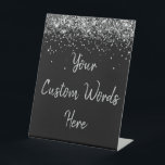 Custom Birthday Party Personalized Your Text Here  Pedestal Sign<br><div class="desc">custom birthday party pedestal sign,  sweet 16 quinceanera 40th 50th,  glitter wedding reception gift table,  personalized anniversary 30th 21st 15th,  bachelorette sixteen 16th bridal 20th,  twenty-fifth 25th twenty first daughter,  girl wife twinkle sparkle granddaughter,  grandson son boy 5th fifth,  10th 80th 18th hen night,  black silver for baby shower</div>