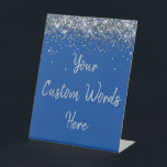 Custom Birthday Party Personalized Your Text Here  Pedestal Sign<br><div class="desc">custom birthday party pedestal sign,  sweet 16 quinceanera 40th 50th,  glitter wedding reception gift table,  personalized anniversary 30th 21st 15th,  bachelorette sixteen 16th bridal 20th,  twenty-fifth 25th twenty first daughter,  girl wife twinkle sparkle granddaughter,  grandson son boy 5th fifth,  10th 80th 18th hen night,  blue silver for baby shower</div>