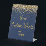 Custom Birthday Party Personalized Your Text Here  Pedestal Sign<br><div class="desc">custom birthday party pedestal sign,  sweet 16 quinceanera 40th 50th,  glitter wedding reception gift table,  personalized anniversary 30th 21st 15th,  bachelorette sixteen 16th bridal 20th,  twenty-fifth 25th twenty first daughter,  girl wife twinkle sparkle granddaughter,  grandson son boy 5th fifth,  10th 80th 18th hen night,  navy blue gold baby shower</div>