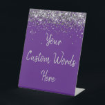 Custom Birthday Party Personalized Your Text Here  Pedestal Sign<br><div class="desc">custom birthday party pedestal sign,  sweet 16 quinceanera 40th 50th,  glitter wedding reception gift table,  personalized anniversary 30th 21st 15th,  bachelorette sixteen 16th bridal 20th,  twenty-fifth 25th twenty first daughter,  girl wife twinkle sparkle granddaughter,  grandson son boy 5th fifth,  10th 80th 18th hen night,  purple silver for baby shower</div>
