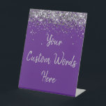 Custom Birthday Party Personalized Your Text Here  Pedestal Sign<br><div class="desc">custom birthday party pedestal sign,  sweet 16 quinceanera 40th 50th,  glitter wedding reception gift table,  personalized anniversary 30th 21st 15th,  bachelorette sixteen 16th bridal 20th,  twenty-fifth 25th twenty first daughter,  girl wife twinkle sparkle granddaughter,  grandson son boy 5th fifth,  10th 80th 18th hen night,  purple silver for baby shower</div>