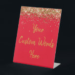 Custom Birthday Party Personalized Your Text Here  Pedestal Sign<br><div class="desc">custom birthday party pedestal sign,  sweet 16 quinceanera 40th 50th,  glitter wedding reception gift table,  personalized anniversary 30th 21st 15th,  bachelorette sixteen 16th bridal 20th,  twenty-fifth 25th twenty first daughter,  girl wife twinkle sparkle granddaughter,  grandson son boy 5th fifth,  10th 80th 18th hen night,  red gold for baby shower</div>
