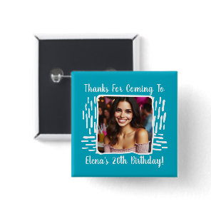 Custom Birthday Photo and Name Thank You Any Age Button