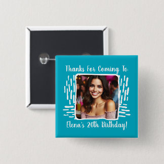 Custom Birthday Photo and Name Thank You Any Age Button