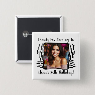 Custom Birthday Photo and Name Thank You Any Age Button