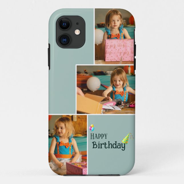 Custom Birthday Photo Collage iPhone Case (Back)
