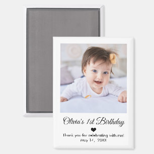 Custom Birthday Photo First Birthday Party Favor Magnet
