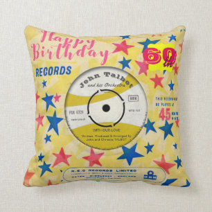 Custom Birthday Pillow Retro Vinyl Record 45 RPM