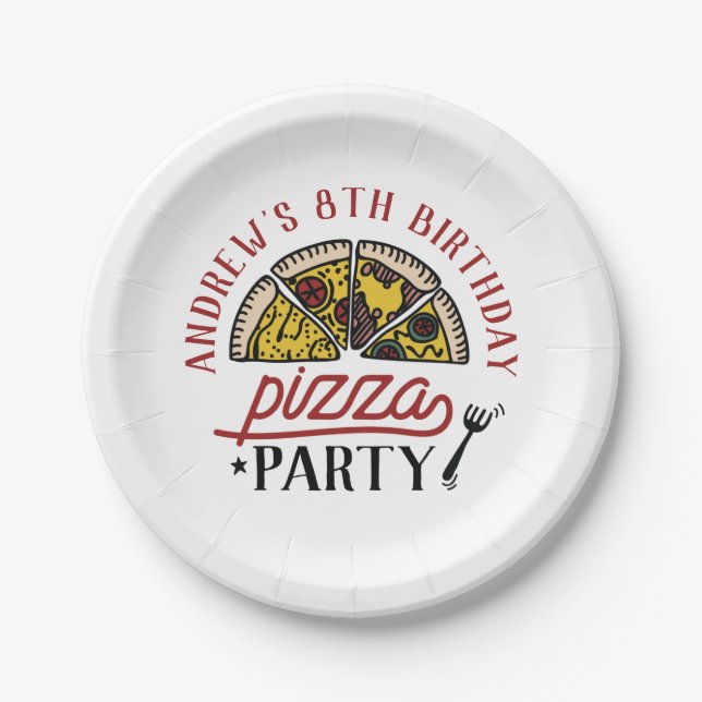 Custom Birthday Pizza Party Plate (Front)