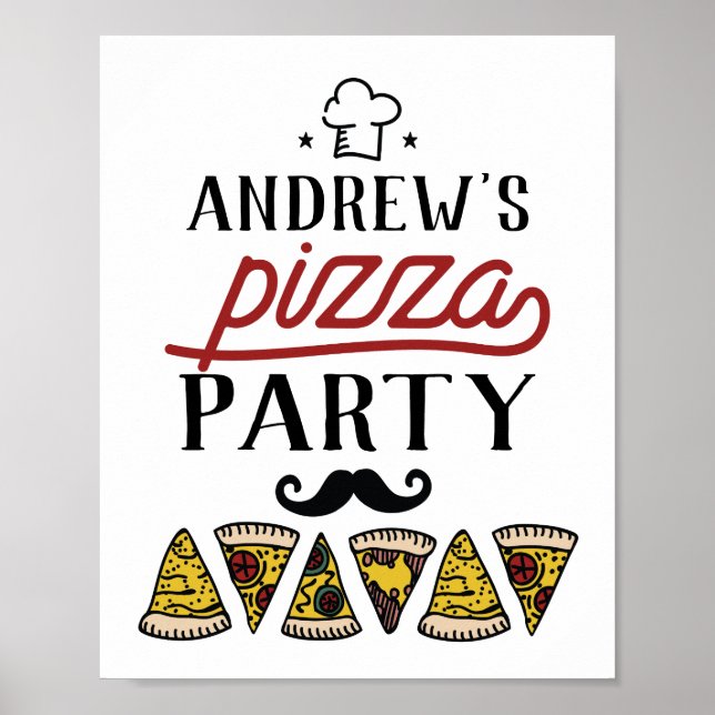 Custom Birthday Pizza Party Sign (Front)