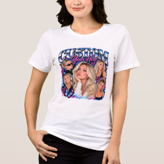 Custom Birthday Portrait Collage Retro Glam Tri-Blend Shirt