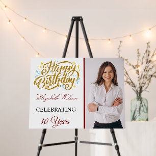 Custom Birthday Poster with Photo Elegant Birthday
