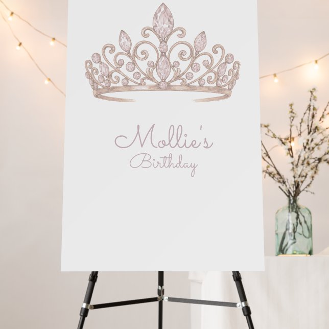 Custom Birthday Princess Blush Pink  Foam Board (In Situ (Stand))