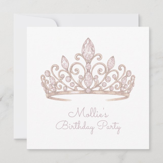 Custom Birthday Princess Blush Pink Invitations (Front)