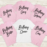 Custom Birthday Queen and Crew Squad Group Party T-Shirt<br><div class="desc">Do you want to make a statement at your next birthday party? Then buy a personalized birthday group shirts for everyone at the party and have the most fun and memorable photos! These stylish tees are perfect for girls, boys, and even adults. Not only do they make a great gift,...</div>