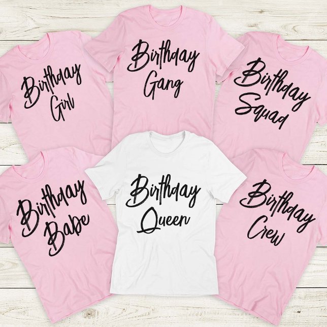 Custom Birthday Queen and Crew Squad Group Party T-Shirt (Creator Uploaded)