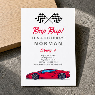 Custom Birthday Race Car for Boys Invitation