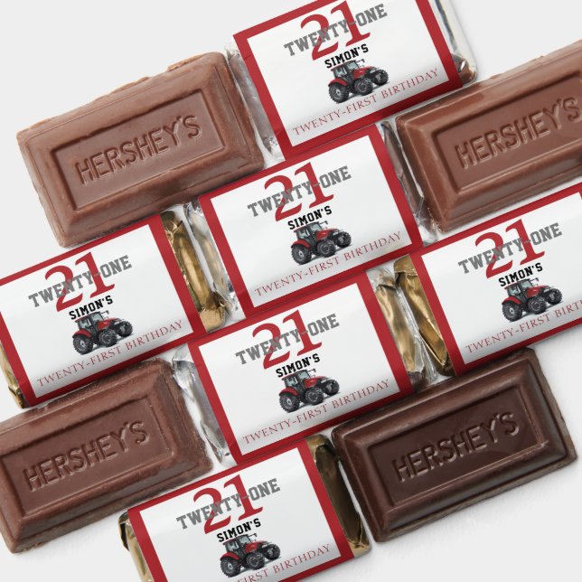 Custom Birthday Red Tractor Equipment Farm  Hershey's Miniatures (Assorted)