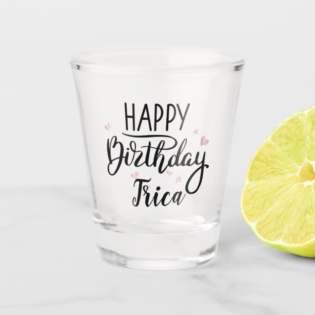 Custom Birthday Rose Gold Shot Glass (Front)