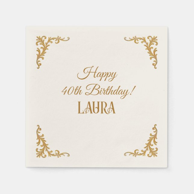 Custom Birthday Royal Gold  Napkins (Front)
