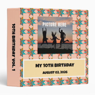 Custom birthday seamless quilt pattern photo album 3 ring binder