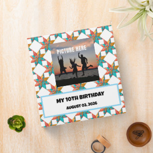 Custom birthday seamless quilt pattern photo album 3 ring binder