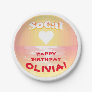 Custom Birthday SoCal Love Paper Plates
