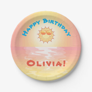 Custom Birthday SoCal Sunset Paper Plates