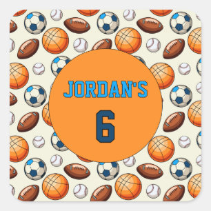 Custom Birthday Sports Theme Stickers