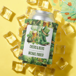 Custom Birthday St Patrick's Day Cheers Beers Can Cooler